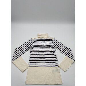 J. Crew Perfect Fit Turtleneck Sweater Navy Stripe Creme Women Size Small